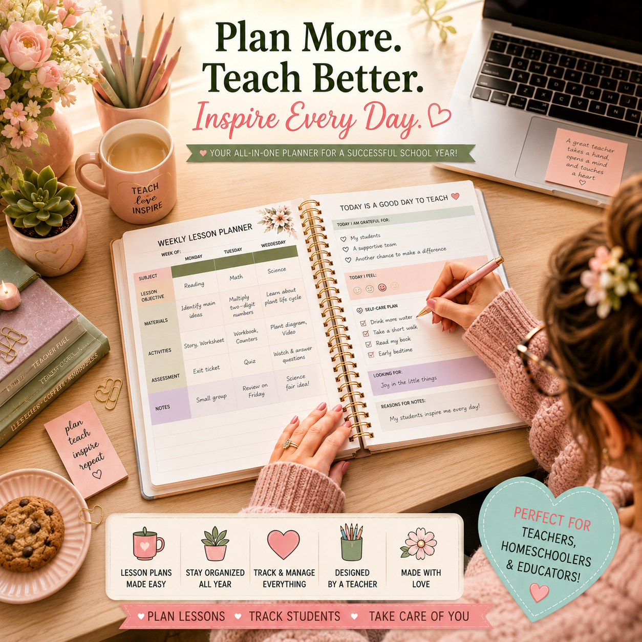 2026–2027 Teacher Planner Printable | Lesson Planner | Classroom Organizer | Digital Teacher Planner PDF | Homeschool Planner | Instant Download