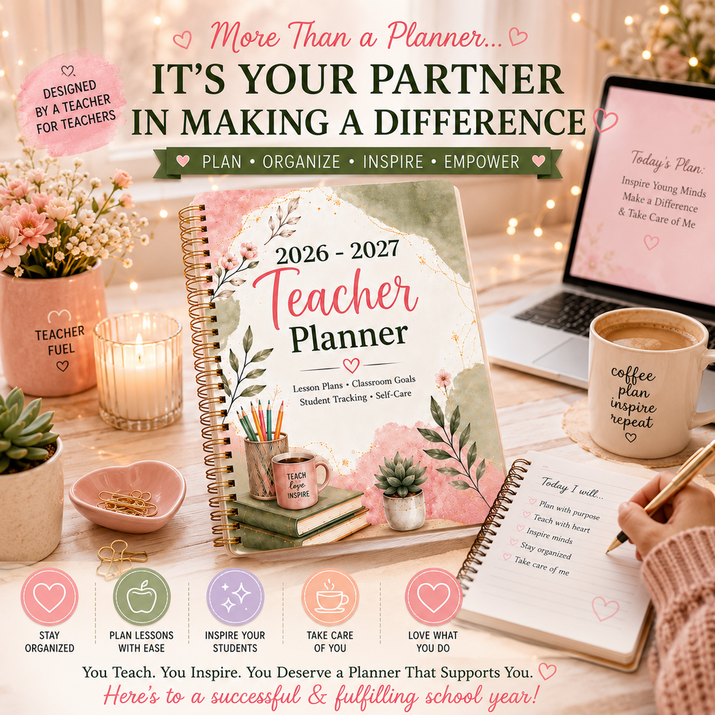 2026–2027 Teacher Planner Printable | Lesson Planner | Classroom Organizer | Digital Teacher Planner PDF | Homeschool Planner | Instant Download