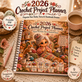 2026 Crochet Project Planner Printable | Crochet Journal | Yarn Inventory & Hook Organizer | WIP Tracker | Crochet Planner PDF | Instant Download