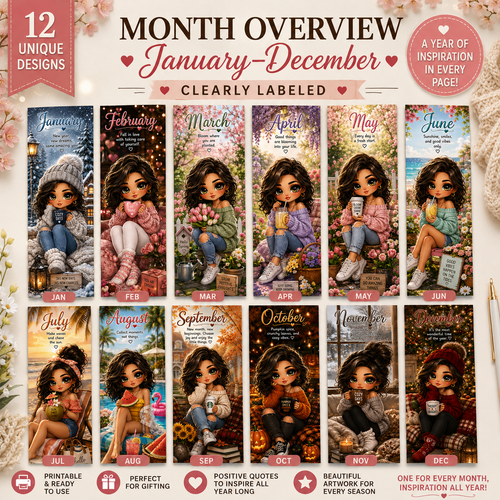 12 Seasonal Printable Bookmarks | Monthly Digital Bookmark Set