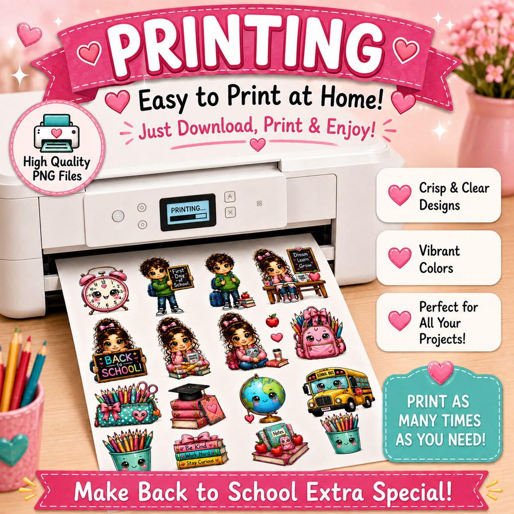 Back to School Kawaii Clip Art Bundle | 15 PNG Designs