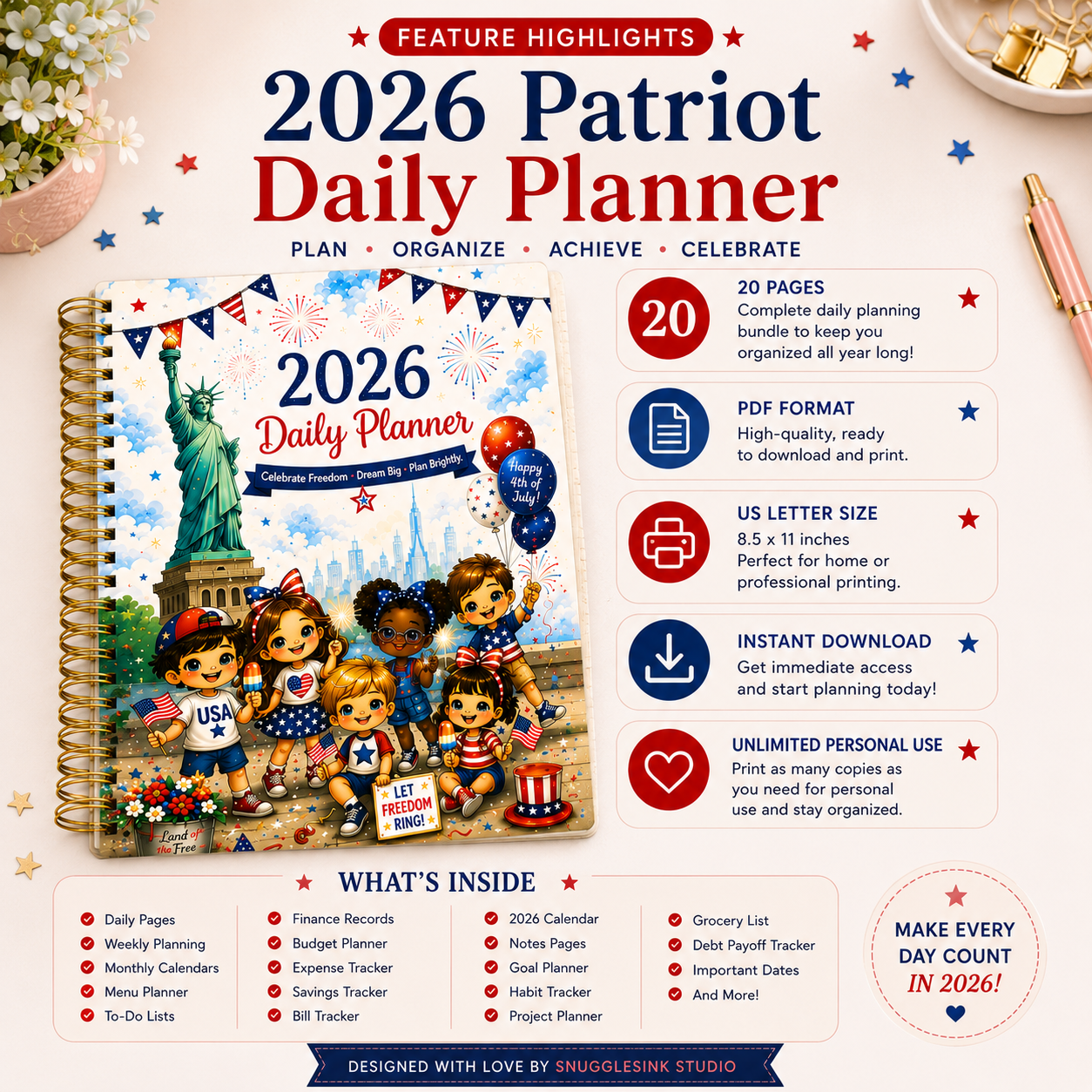 2026 Patriot Digital Planner | Instant Digital Download