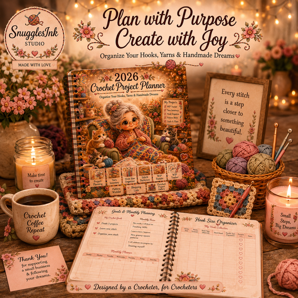 2026 Crochet Project Planner Printable | Crochet Journal | Yarn Inventory & Hook Organizer | WIP Tracker | Crochet Planner PDF | Instant Download