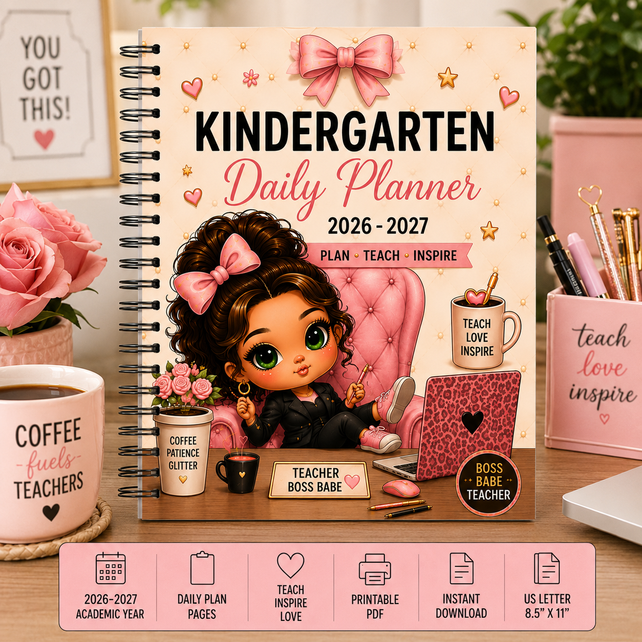 Kindergarten Daily Planner 2026–2027 | Printable Teacher Planner | Lesson Planning, Classroom Organization & Teacher Binder | Instant Digital Download