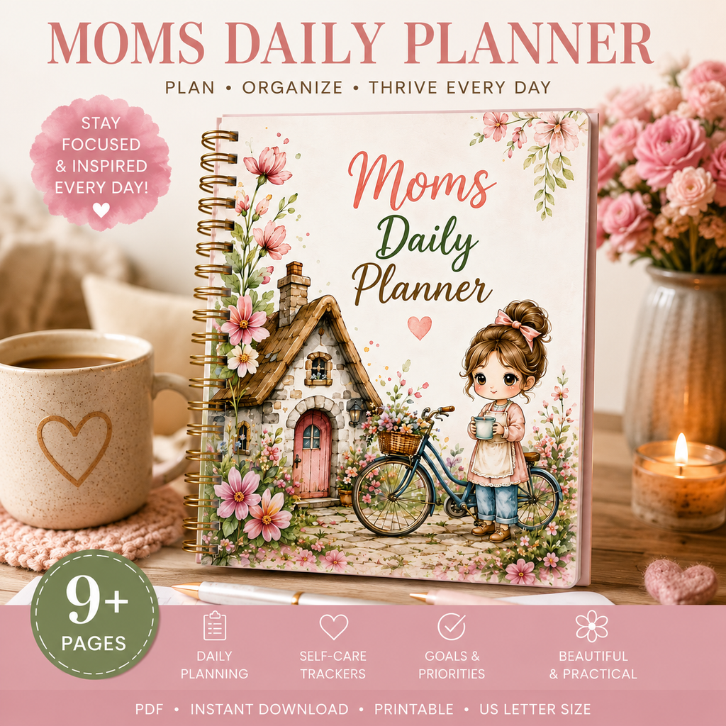 Moms Daily Planner Printable | Floral Daily Planner PDF | Instant Download | Printable Mom Organizer | US Letter | Digital Planner