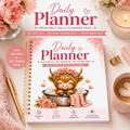 Highland Cow Daily Planner Printable PDF | Cute Pink Planner | Goal, Finance, Habit & Bucket List | Instant Download | US Letter 8.5 x 11