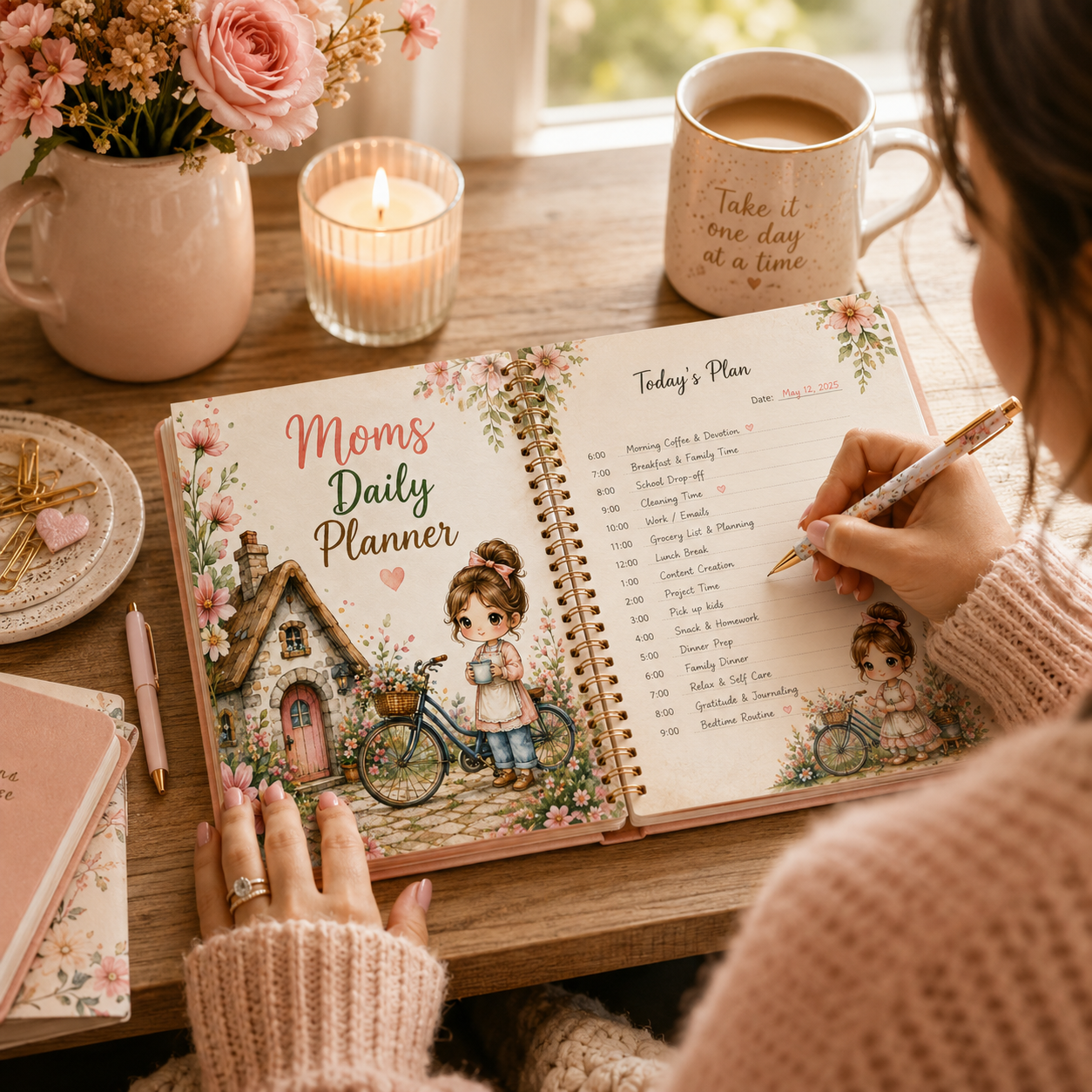 Moms Daily Planner Printable | Floral Daily Planner PDF | Instant Download | Printable Mom Organizer | US Letter | Digital Planner