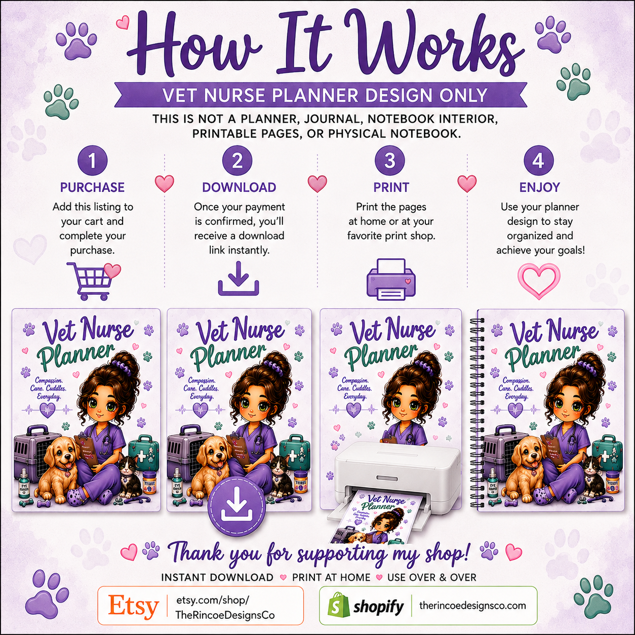 Vet Nurse Planner Design | Kawaii Veterinary Planner Cover | 15 Digital Pages | Instant Download
