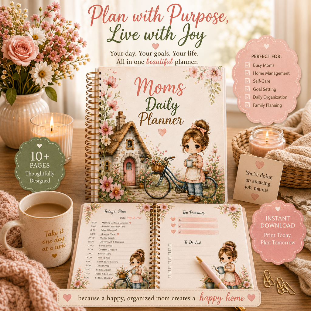 Moms Daily Planner Printable | Floral Daily Planner PDF | Instant Download | Printable Mom Organizer | US Letter | Digital Planner